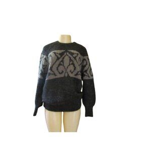 Vintage Guy Laroche Mohair Blend Sweater Mens XL Gray/Black Made In Italy